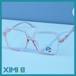 Stylish Big Frame Blue-Light-Blocking Glasses(Transparent Pink)