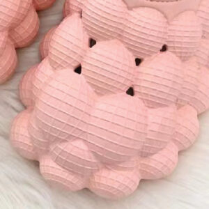 Warm Plush Lining Bubble Slides for Women 39-40 (Pink)