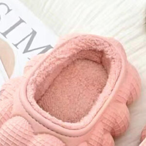 Warm Plush Lining Bubble Slides for Women 37-38 (Pink)