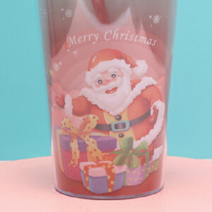 Christmas Series 500mL/16.9fl.oz.  Santa Claus Ice Cream Cup with Straw (Red)