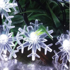 3m 20 Lights Warm White Snowflake String Lights Battery Operated (White)
