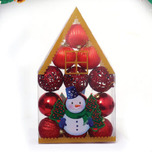 Snowman Hut Christmas Ball (6CM)(12 PCS)(Red)
