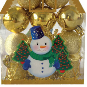 Snowman Hut Christmas Ball (4CM)(13 PCS)(Gold)