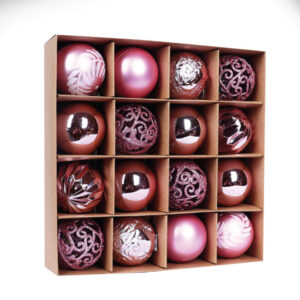 Contrast Color Christmas Ball Gift Box (6CM)(16 PCS)(Pink)