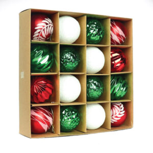 Contrast Color Christmas Ball Gift Box (6CM)(16 PCS)(Red&Green)