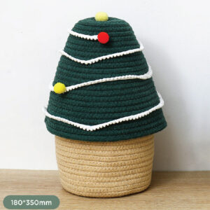 Christmas Large Cotton Rope Organizer with Lid (Green)
