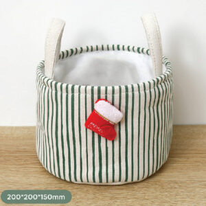 Christmas Series Composite Small Round Fabric Storage Bucket (Green)
