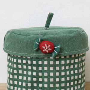 Christmas Series Fabric Storage Bucket with Lid (Green)