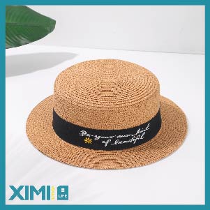 Trendy Embroidery Flat-Top Straw Hat