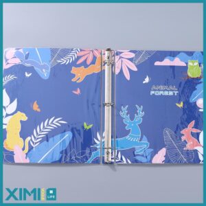 Animal Forest Series Letter Size PVC 3 Metal Clips Ring Binder