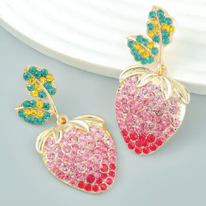 Strawberry Colored Rhinestone Earrings
