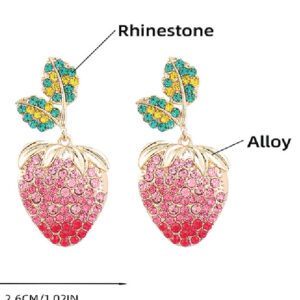Strawberry Colored Rhinestone Earrings