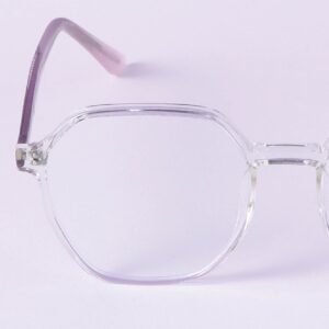 Light-Weight Square Round Frame Blue Light Blocking Glasses (Transparent Pink)