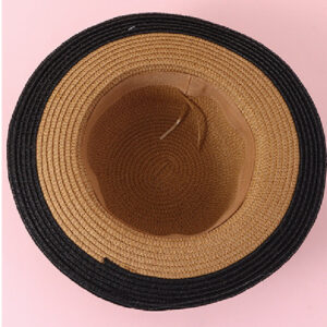 Trendy Multi-Colors Letter Braided Straw Hat (Black-Coffee)