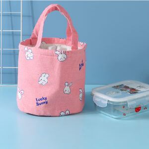 Sweet Lucky Bunny Cylinder Drawstring Lunch Bag