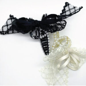Bowknot Lace Pearl Claw Clips
