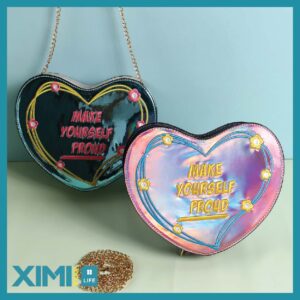 Trendy Letter Embroideried Heart Shaped Laser Shou