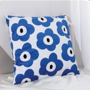 Flower Pattern Velvet Pillow (Blue)