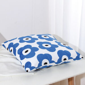 Flower Pattern Velvet Pillow (Blue)
