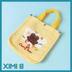 Cute Surprise Cherry Bear Square Canvas Bag