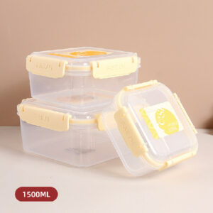 1500ML Square Plastic Preservation Box(Yellow)