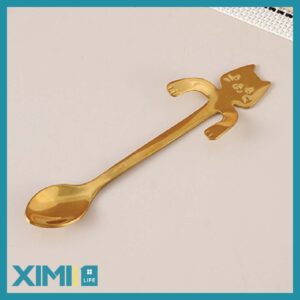 Lying Kitten Coffee Dessert Spoon(Gold)