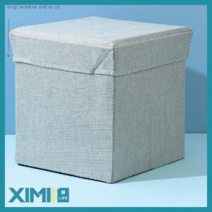 Solid Color Fabric Storage Bin Chair(Light Blue)
