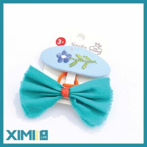 Embroidery Flower Bowknot Hair Clip Set for Kids