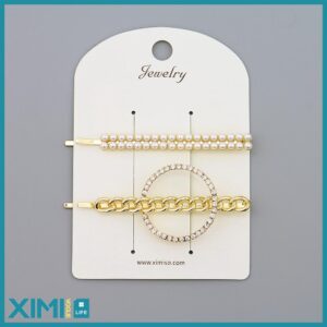 Stylish Artificial Pearl Zircon Chain Hair Pin Set