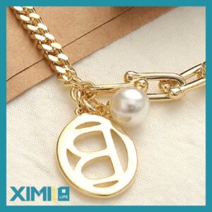 Stylish Metal Letter B Artificial Pearl Bracelet