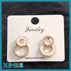 Simple Zircon Shell Circle Earrings