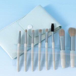Color Series Makeup Brushes of 8 PCS with Leather Bag (Green)